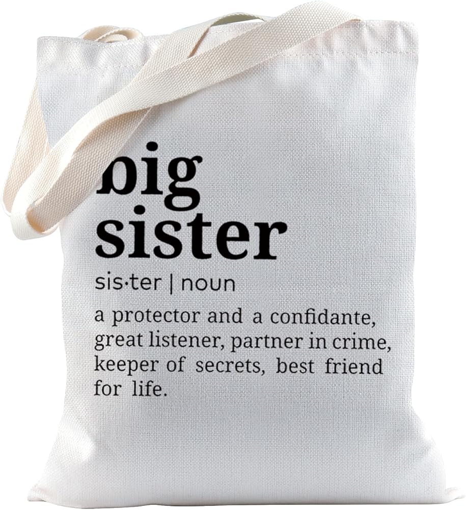TSOTMO Big Sister Gift Big Sister Tote Bag for Future New Big Sister Announcement Gift Sister Keepsake Gift Pregnancy Reveal Gift
