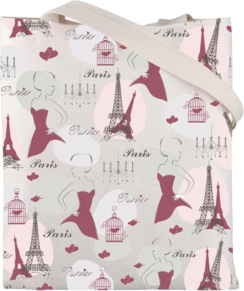 ENSIANTH CMNIM Paris Tote Bag Paris Gifts for Women Paris France Travel Gifts for Paris Lovers Paris Shopping Bag Paris Vocation Tote