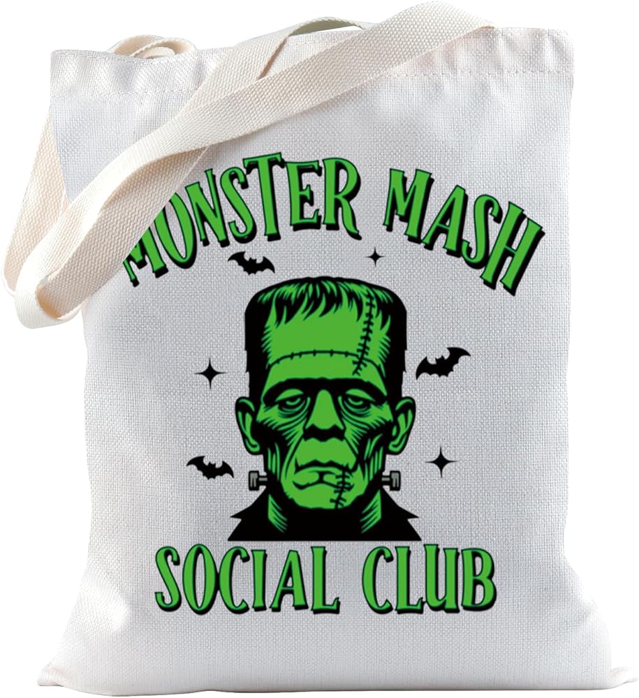 TSOTMO Monster Movie Merch Monster Mash Social Club Horror Tote Bag for Ghost Season Ghost Halloween Spooky Season Gift