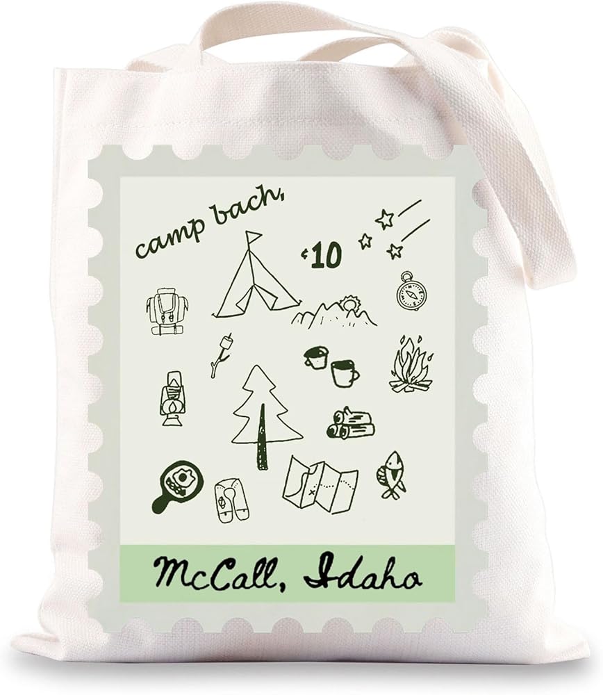 Camp Bachelorette Stamp Tote Bag Camping Bach Gifts Outdoor Mountain Bride Canvas Bag Camping Theme Bach Party Gifts