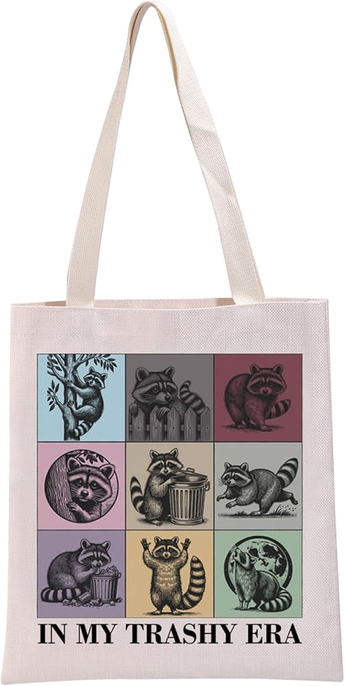 PYOUL Funny Raccoon Gift My Trashy Era Tote Bag Feral Raccoon Handbag Trending Meme Gift Raccoon Lover Gift