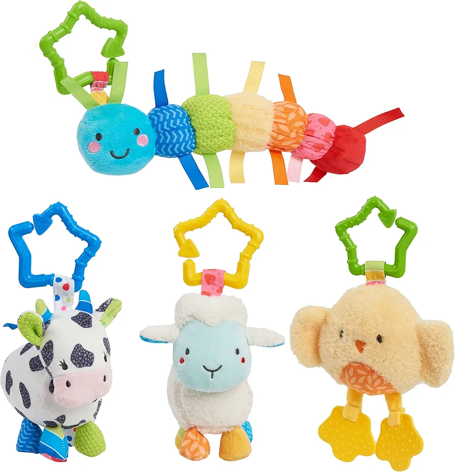 Early Learning Centre Blossom Farm Hanging Sensory Toy Plushie Bundle Includes Martha Moo, Lulu Lamb, Tweet Chick, and Cookie Caterpillar, Kids Toys for Ages 0+, Amazon Exclusive