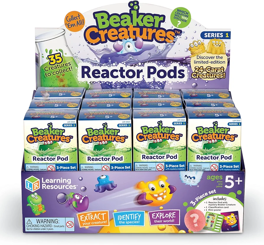 Learning Resources Beaker Creatures Reactor Pod, 24 Pack Pods, Homschool, Science Alien Collectibles, STEM, Assorted Colors, Ages 5+
