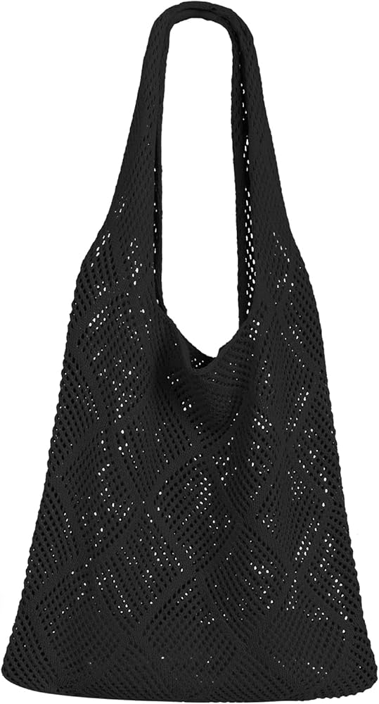 Crochet Mesh Beach Tote Bag, Crochet Beach Tote Bag for Women Retro Summer Woven Bag Handmade Weave Tote Bags Women Holiday Shoulder Bag for Beach Pool Vocation