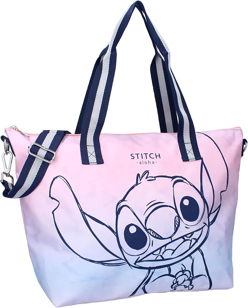 Disney Lilo and Stitch Aloha - Large Shopper Shopping Bag - Dimensions 48 x 32 x 14 cm - Multicoloured, multi-coloured