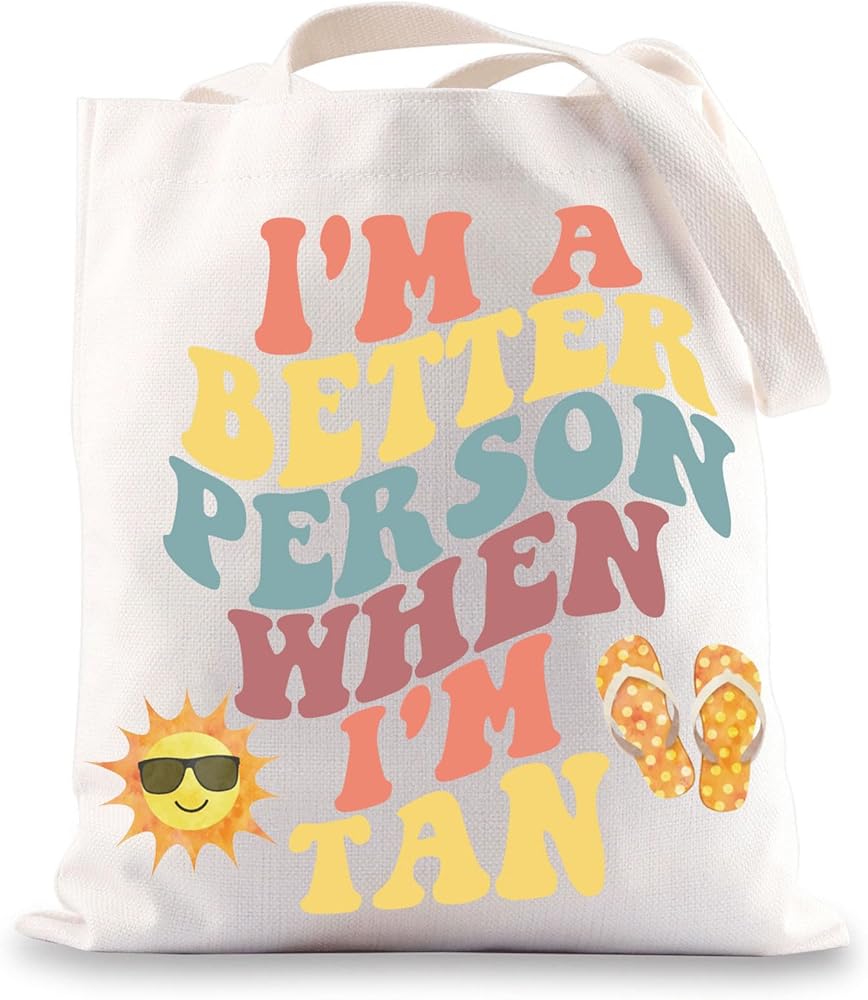 Trendy Summer Tote Bag Summer Beach Canvas Bag I'm A Better Person When I'm Tan Beach Bum Gifts Beach Life Tote Bag