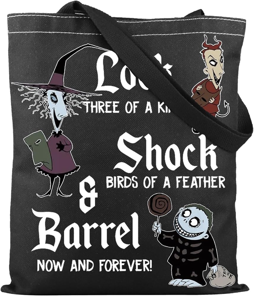 TSOTMO Spooky Movie Merch Gift Lock Shock Barrel Characters Tote Bag for Movie Fans Nightmare Gift Horror Lovers Gift