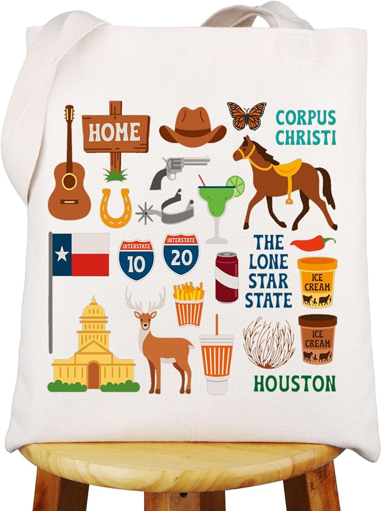 WZMPA Houston Texas Trip Canvas Tote Bag Houston Vacation Gift Houston Corpus Christi Shoulder Bag Houston Travel Merchandise