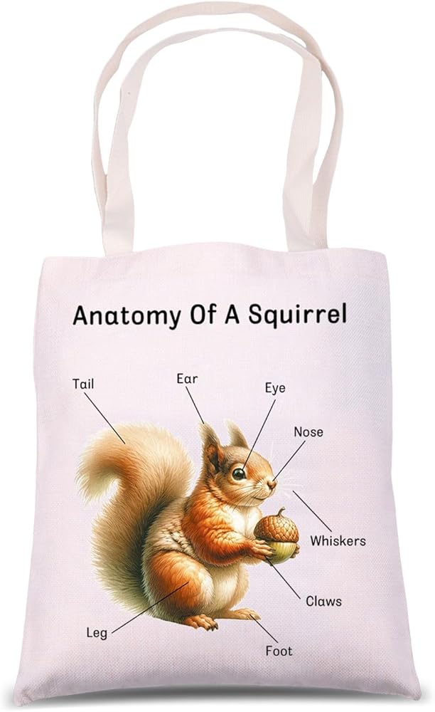 Squirrel Anatomy Shoulder Bag Squirrel Lover Gift Squirrel Animal Tote Bag Squirrel Theme Gift