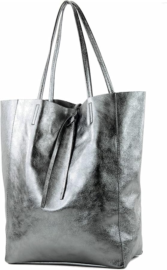 T163 - Ital. Large shopper bag with leather inner pocket