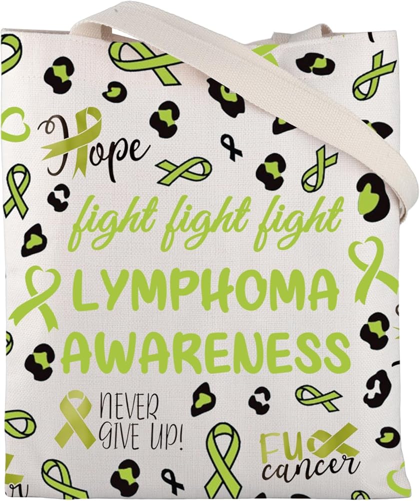 ENSIANTH Lymphoma Cancer Gifts Green Ribbon Lymphoma Awareness Tote Bag Lymphoma Survivor Gifts Lymphoma Cancer Fighter Gifts