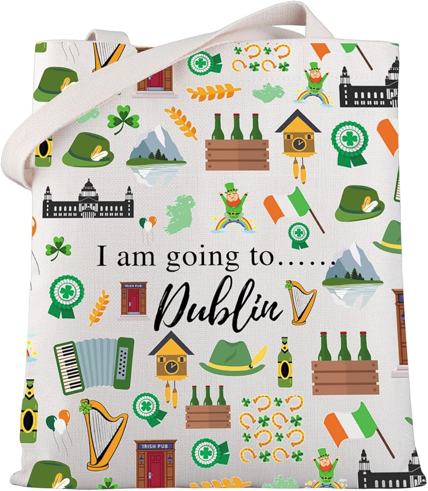 Dublin Ireland Trip Travel Tote Bag Dublin Skyline Shopping Bag Dublin Trip Travel Pouch Bag Dublin Travel Souvenir Gift