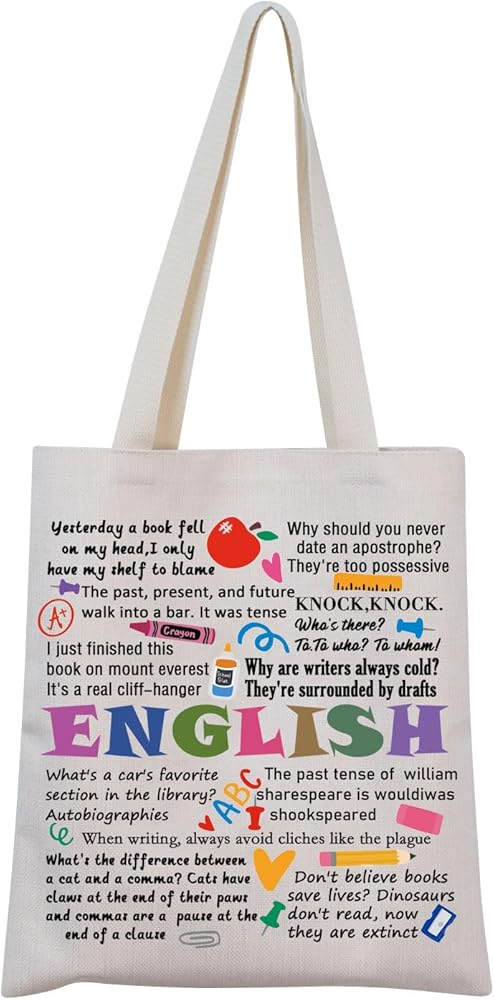 Funny English Teacher Tote Bag English Geek Gift English Teacher Thank You Gift English Lover Gift
