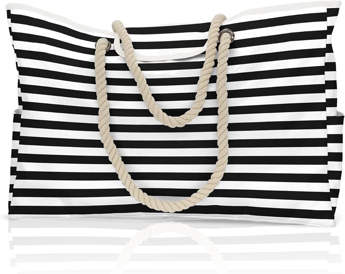 Fashion Women Beach Bag Oxford Summer Tote Bag Large Capacity Shoulder Bag Handbag Striped Pool Bag