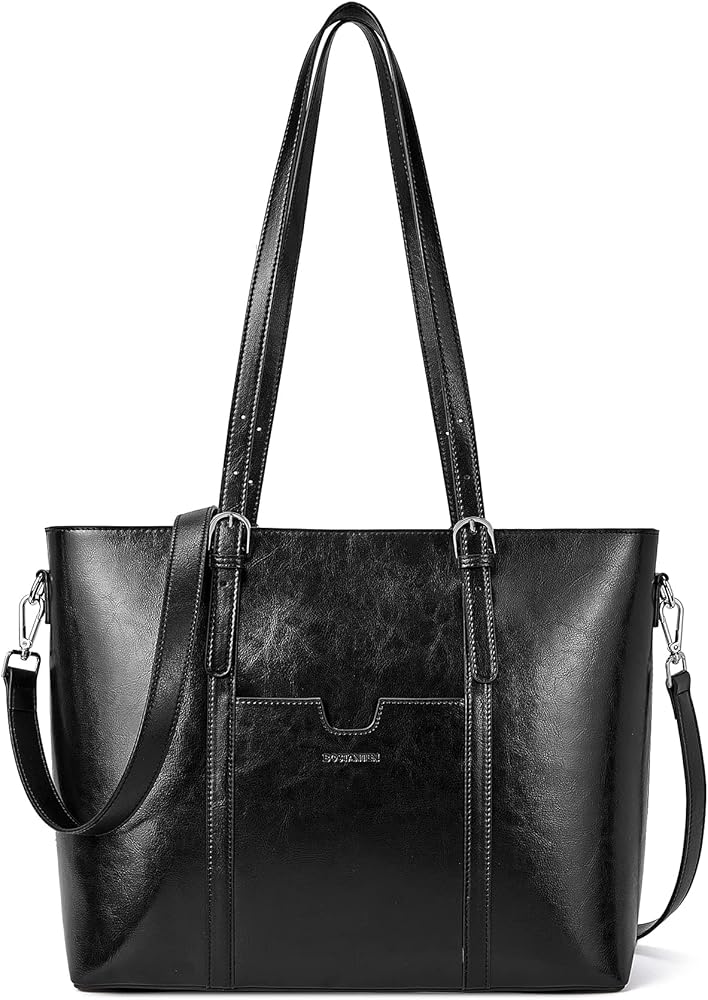 BOSTANTEN Womens Leather Laptop Tote Office Shoulder Handbag Vintage Briefcase 15.6 inch Computer Work Purse