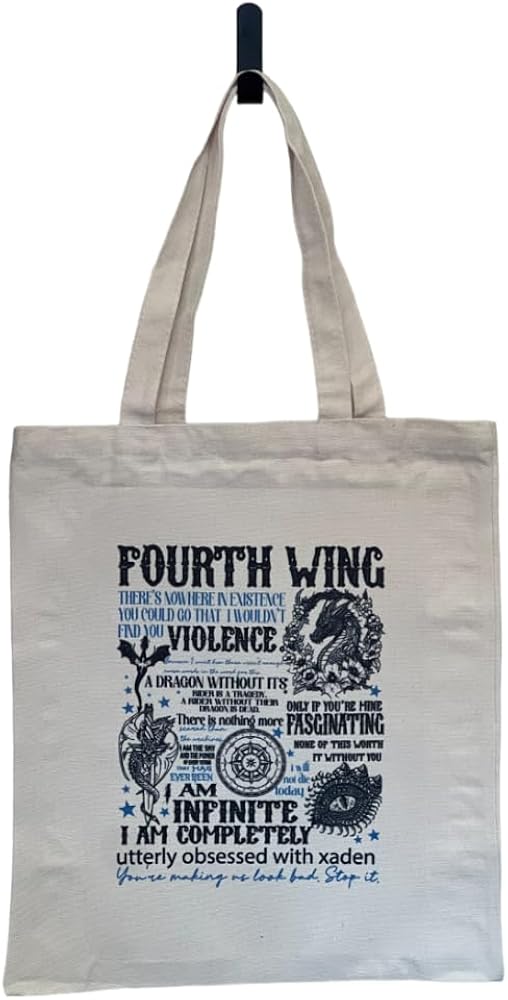 Basgiath War College Tote Bag (Gift Sticker) - Beige Bag with Reinforced Handles for Basgiath Violet Lovers | Capacity 10L