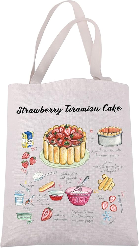 Italian Food Lover Gift Tiramisu Cake Recipe Tote Bag Tiramisu Italy themed Food Shoulder Bag Dessert Chef Gift
