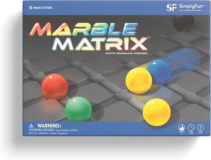 SimplyFun Marble Matrix - an Educational Game to Practice Spatial Reasoning and Fine Motor Skills - an Engaging Strategy Game for Kids Ages 7 & Up - 2 to 4 Players