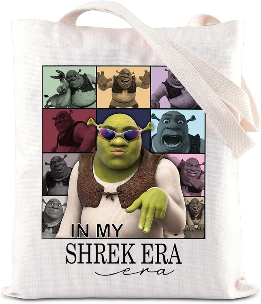 Green Monster Movie Merchandise Tote Bag WDW Character Lovers Gift Monster Face Meme Gift Green Orge Cartoon Canvas Bag For Fans