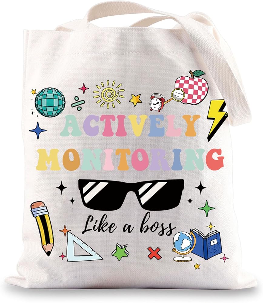 Teacher Testing Day Tote Bag Teacher Testing Day Gifts Actively Monitoring Like A Boss Testing Squad Shoulder Bag