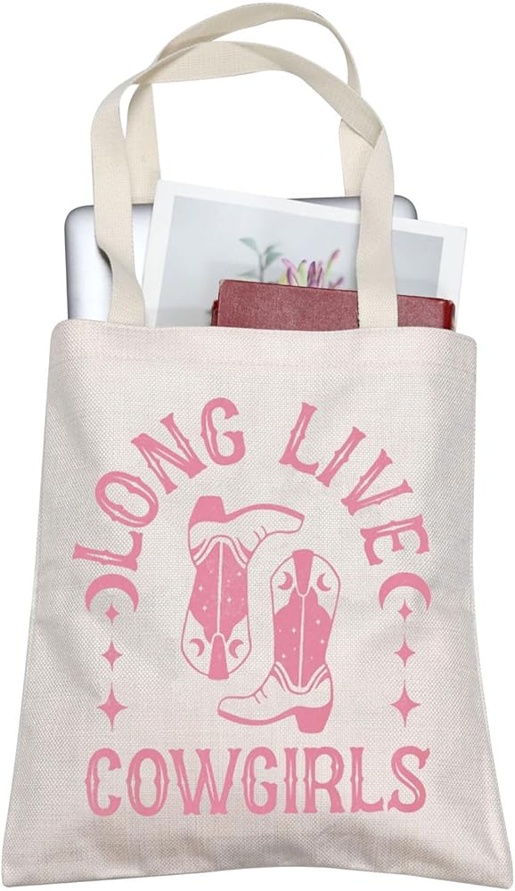 AKTAP Cowgirl Boot Tote Bag Western Cowgirl Gift Rodeo Tote Western Graphic Bag Western Country Concert Gift for Women Shopping Bag
