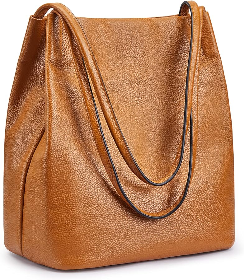 Kattee Women Soft Genuine Leather Totes Shoulder Bag Purses and Handbags with Top Magnetic Snap Closure