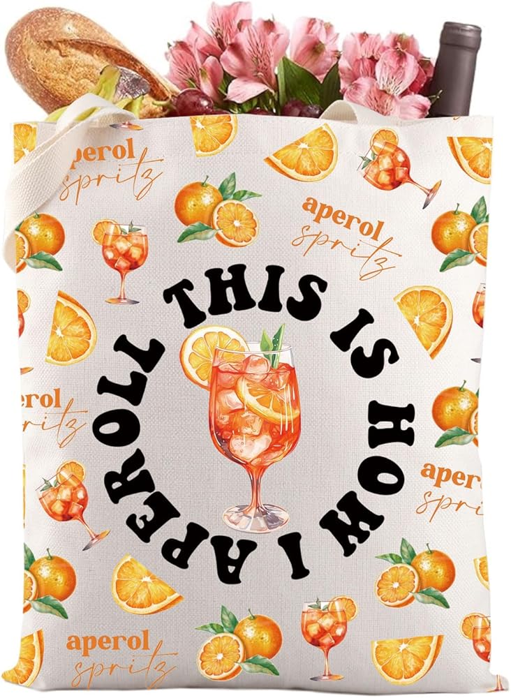LEVLO Aperol Spritz Gift Aperol Spritz Bridesmaid Tote Bag Italian Bachelorette Cocktail Summer Beach Bag
