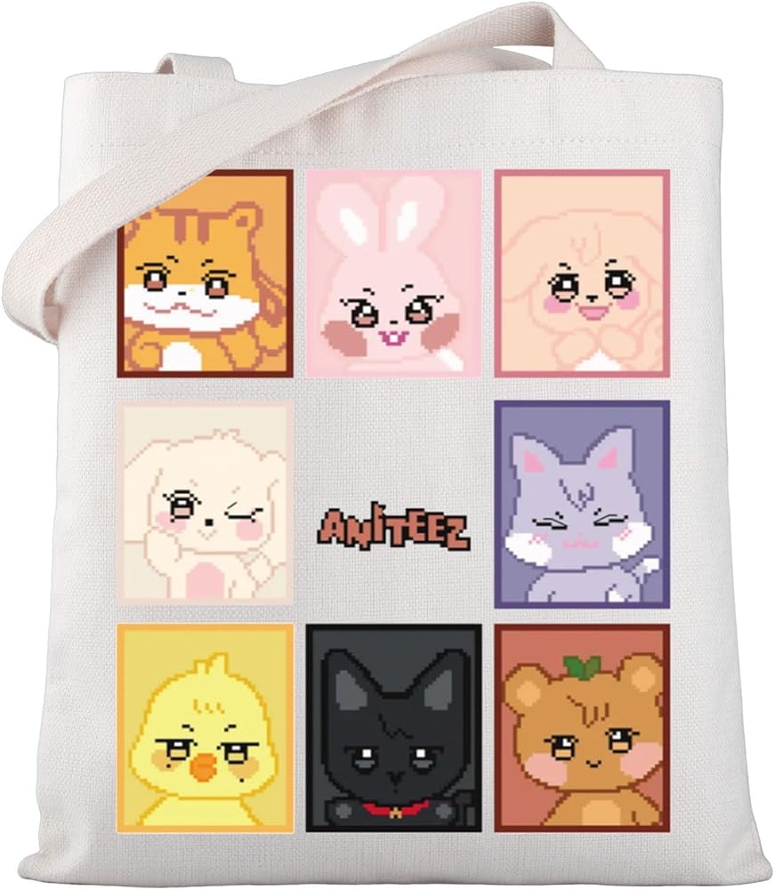 K-Pop Group Aniteez Gift K-Pop Group Members Canvas Tote Bag K-Pop Music Fans Reusable Grocery Bag K-POP Merch