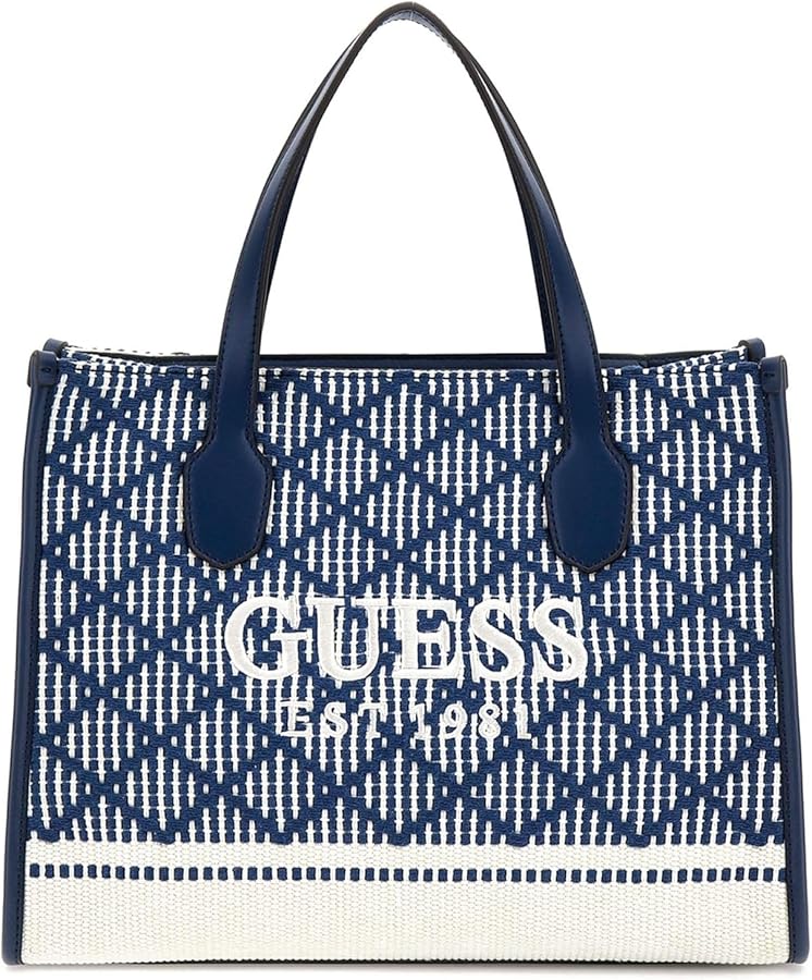 GUESS Silvana Double Compartment Tote, Navy Multi