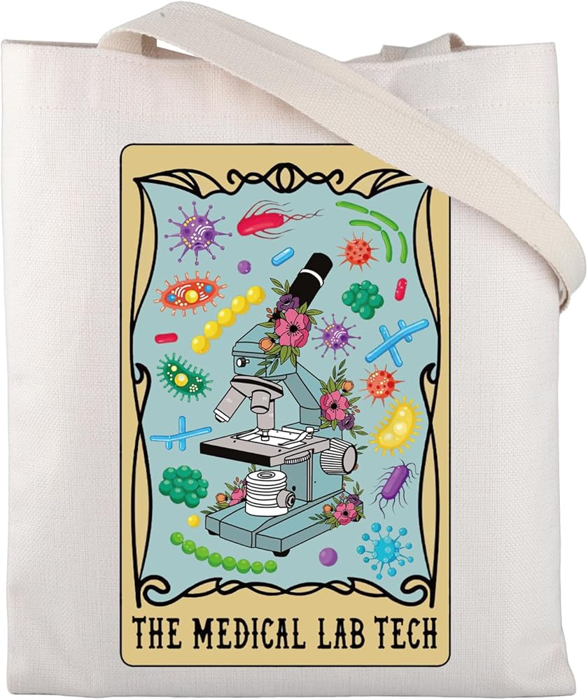 ENSIANTH Medical Lab Tech Gifts Lab Technician Tote Bag Medical Technologist Gifts Lab Week Gifts Science Reusable Grocery Bag