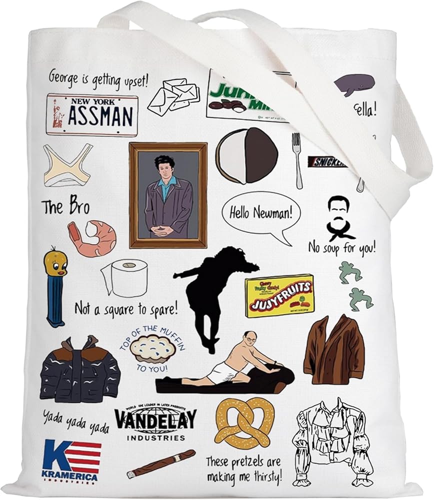 LEVLO George Costanza Tote Bag Elaine & Cosmo Fans Gift George Fans Merchandise