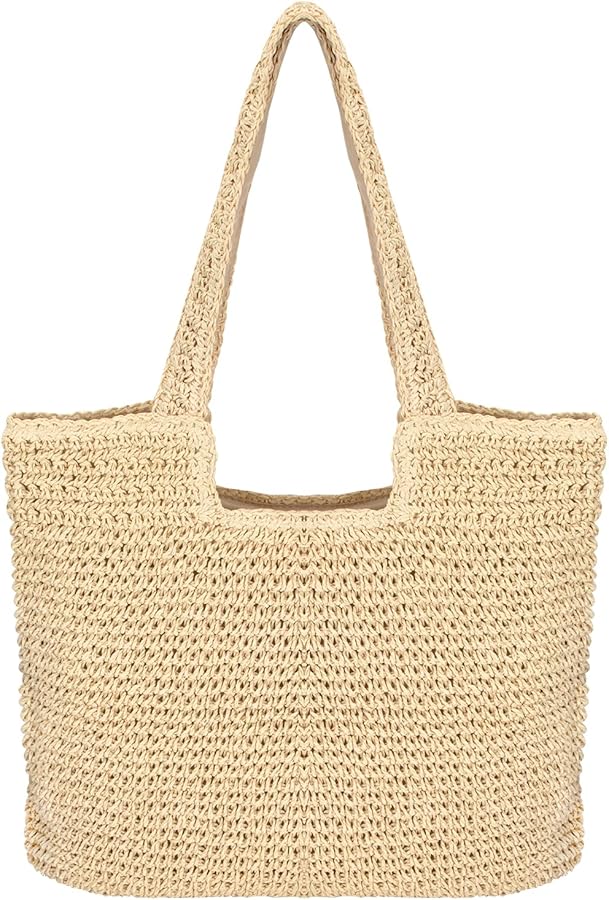 Straw Bag for Women Boho Shoulder Bags Summer Handwoven Beach Totes for Boho Style for Travel, Dates and Holidays Beige, beige