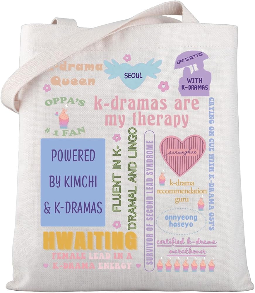 K-drama Canvas Tote Bag K-drama Lover Gift Gift Korean Style K-Drama Lover Shoulder Bag k-Drama Addict Gift