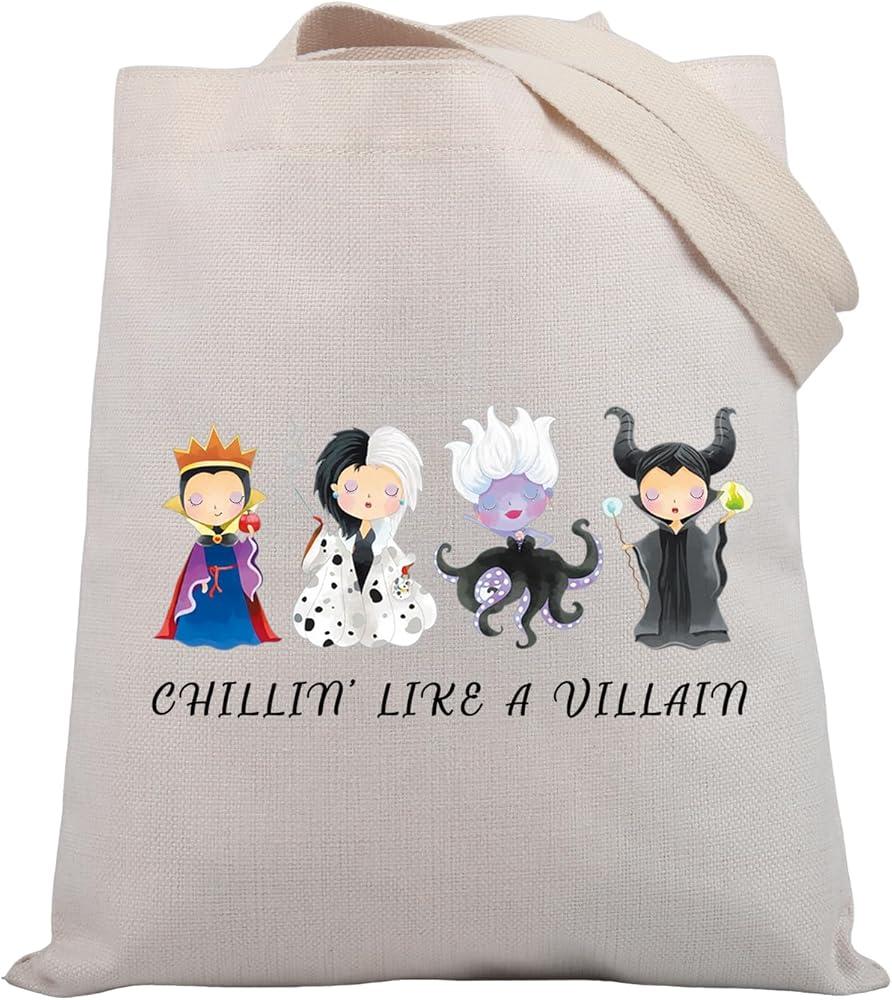 PLITI Evil Females Tote Bag Chillin' Like a Villain Bad Princesses Gift For Villain Gang Bad Girls Fan Gift Family Trip Gift