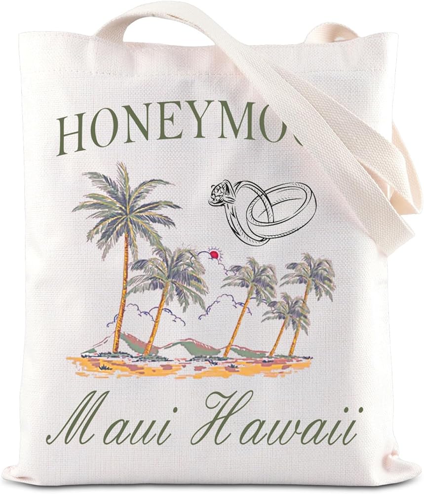 Hawaii Honeymoon Tote Bag Maui Hawaii Lovers Gift Married Hawaii Canvas Bag Newlyweds Gift Vacation Trip Gift Hawaii Beach Gift