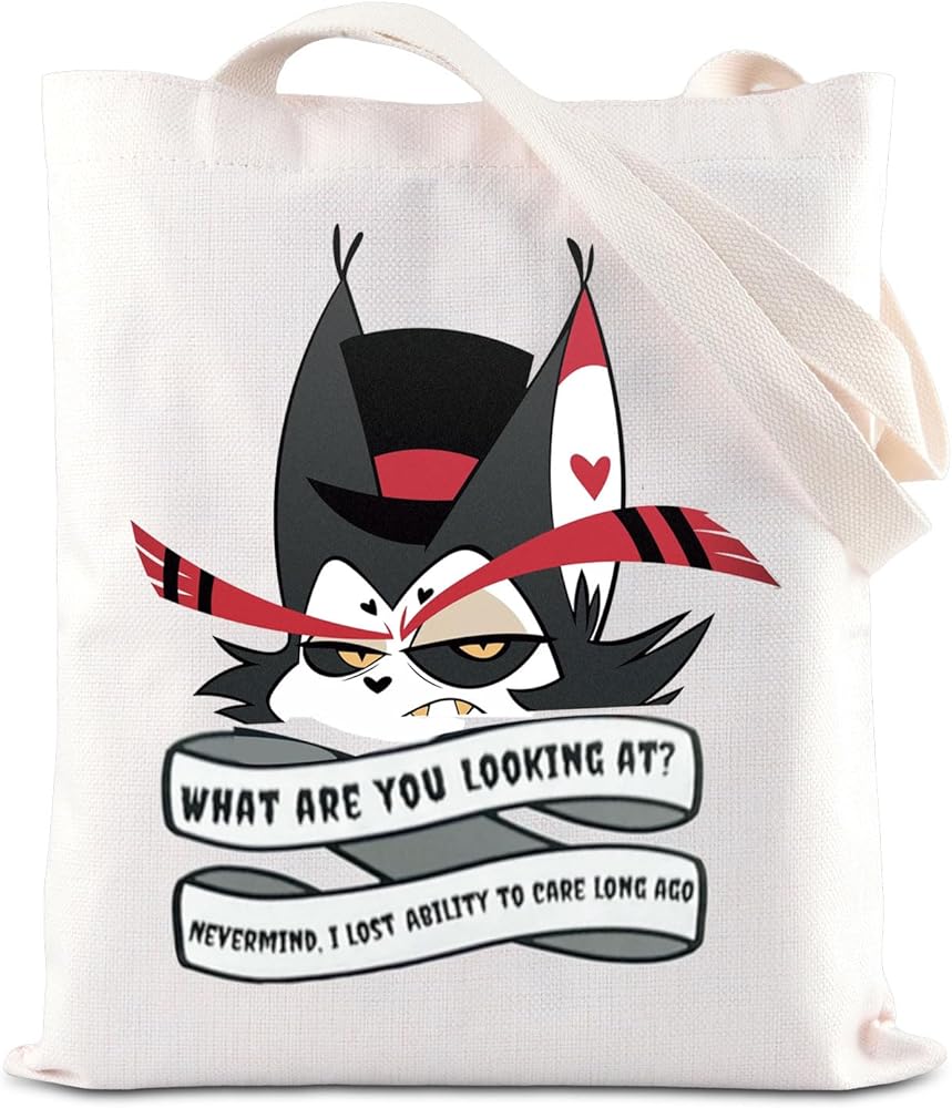 BAUNA Hazbin Cartoon Merchandise Tote Bag Husk Cartoon Character Canvas Bag Husk Lovers Gift Loser Baby Gift Demon Hotel Fans Gift
