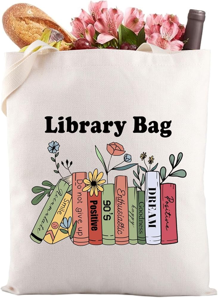 Library Canvas Tote Bag Bookworm Gift Book Lover Shopping Bag Bookworm Tote Bag Book Lover Bag Librarian Tote Bag