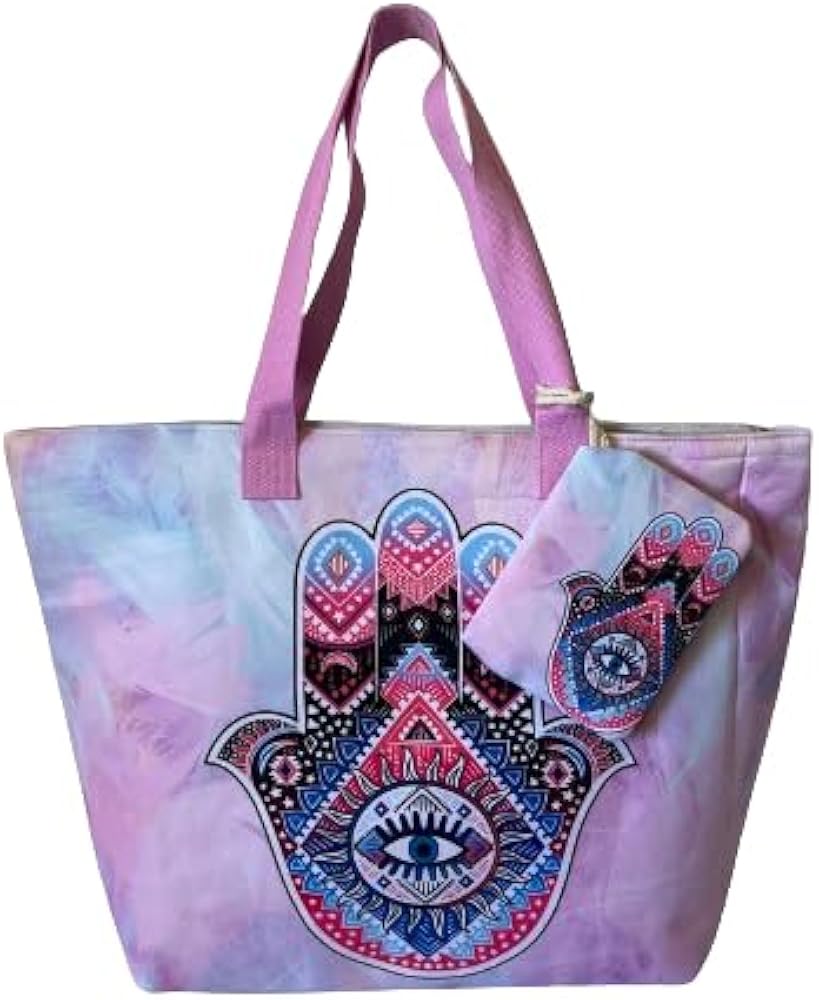 Genérico Totes Shopper Large Printed Hand of Fatima Gift Bag Mobile Beach Pool 60 x 40 cm