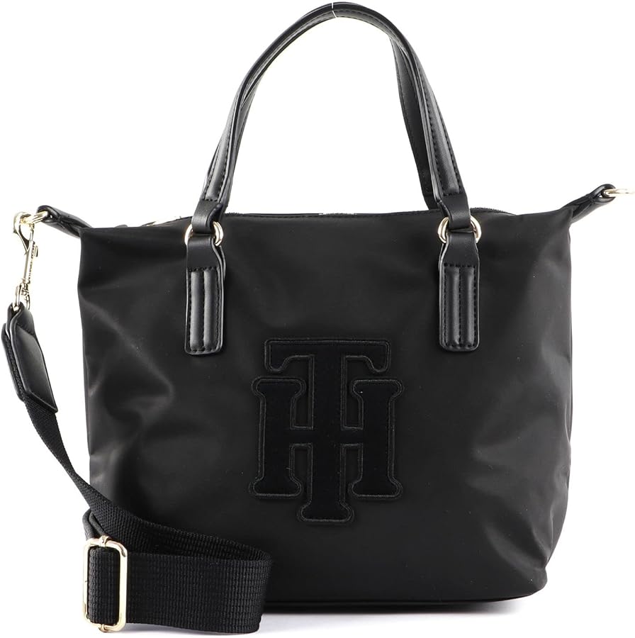 Tommy Hilfiger Women POPPY SMALL TOTE APPLIQUE Tote, Black, One Size