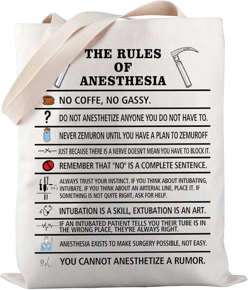 Anesthesia Rules Tote Bag Anesthesia Technician Merchandise Nurse Anesthetist Gift Anesthesia appreciate Gift