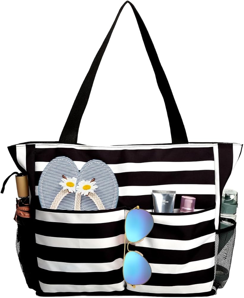 Beach Bags for Women, Large Beach Tote Bags Waterproof Beach Bag with Zipper, Swim Pool Bag for Travel Vacation