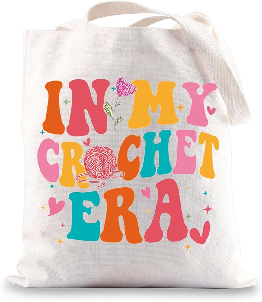 Crochet Tote Bag Crochet Lover Gifts In My Crochet Era Shoulder Bag Knitting Canvas Bag Crafter Mom Gift Knitting Project Bag