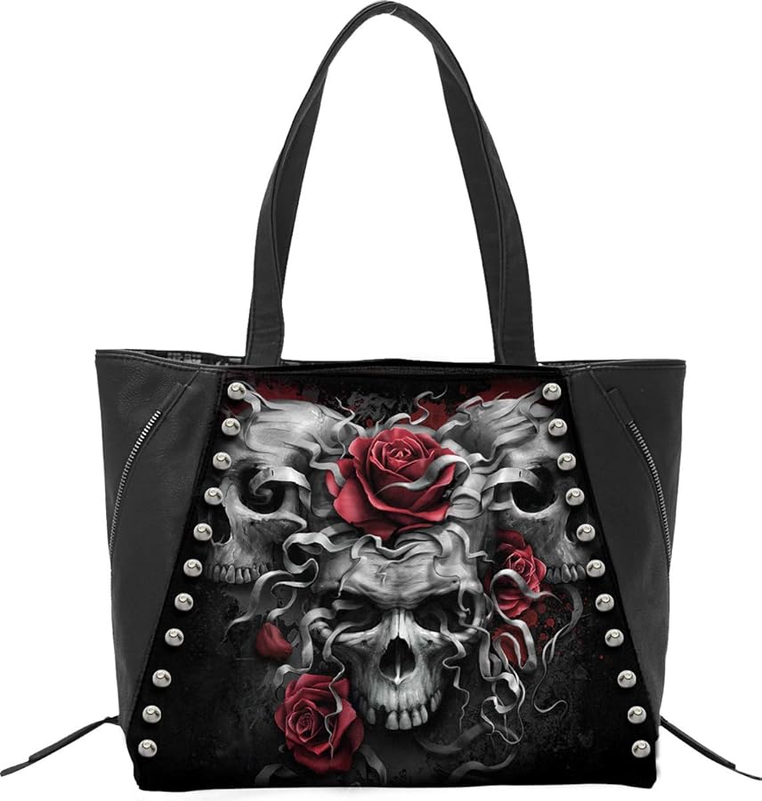 Spiral Skulls N' Roses Unisex Handtasche schwarz