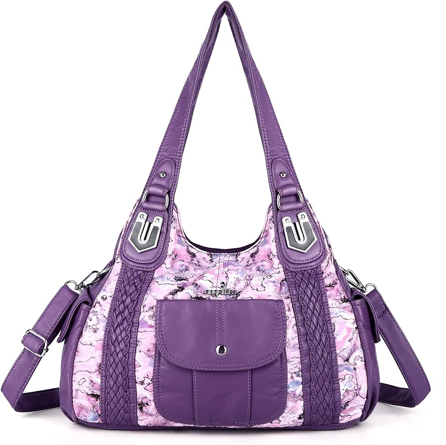 Angel Kiss Women's fashion handbag, women's bag, shoulder bag, soft leather shoulder bags, shopping bags, 306 purple