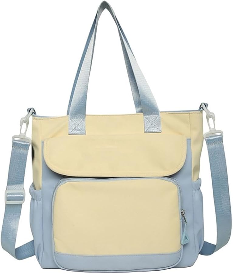 Nylon Handbag with Top Handle Contrast Color Crossbody Bag Japanese Fashion Large Capacity Shoulder Bag School Book Bag