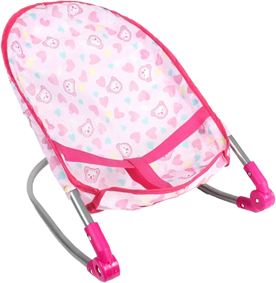 Toy Stroller Baby Doll Car Seat Foldable Doll Car Seat Strong Plastic ＆ Fabric Doll Stroller Pretend Play Toys Baby Doll Accessories for Girls 4 Years+