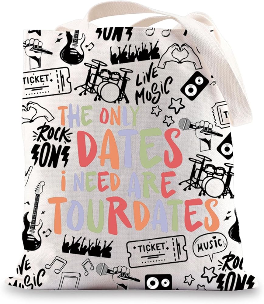 Concert Lover Tote Bag Touring Life Gifts The Only Dates I Need Are Tourdates Concert Tour Merchandise