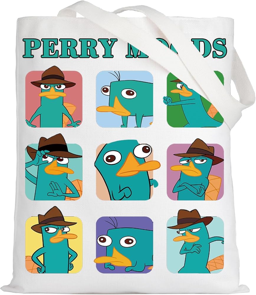 LEVLO Perry The Platypus Tote Bag OWCA Agent P Fans Gift Perry Moods Shoulder Bag Cartoon Platypus Perry Merchandise