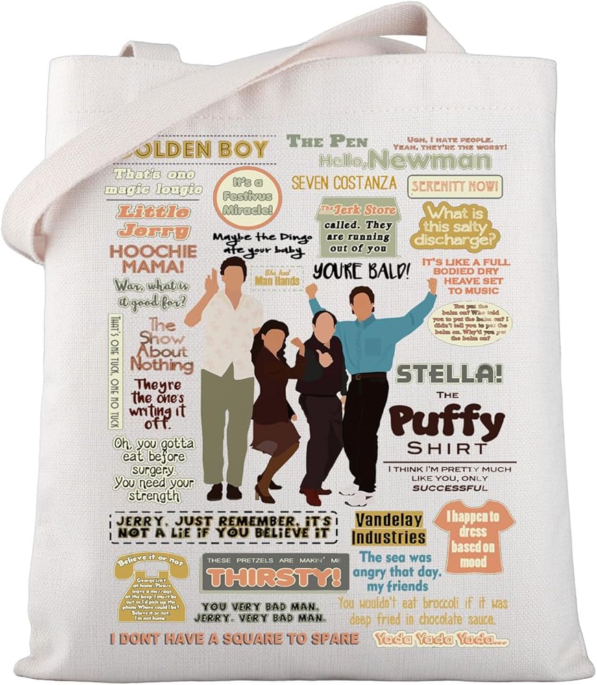 TV Show Inspired Gift S-einfeld TV Show Tote Bag Fans Shoulder Bag Classic American Sitcom Merchandise