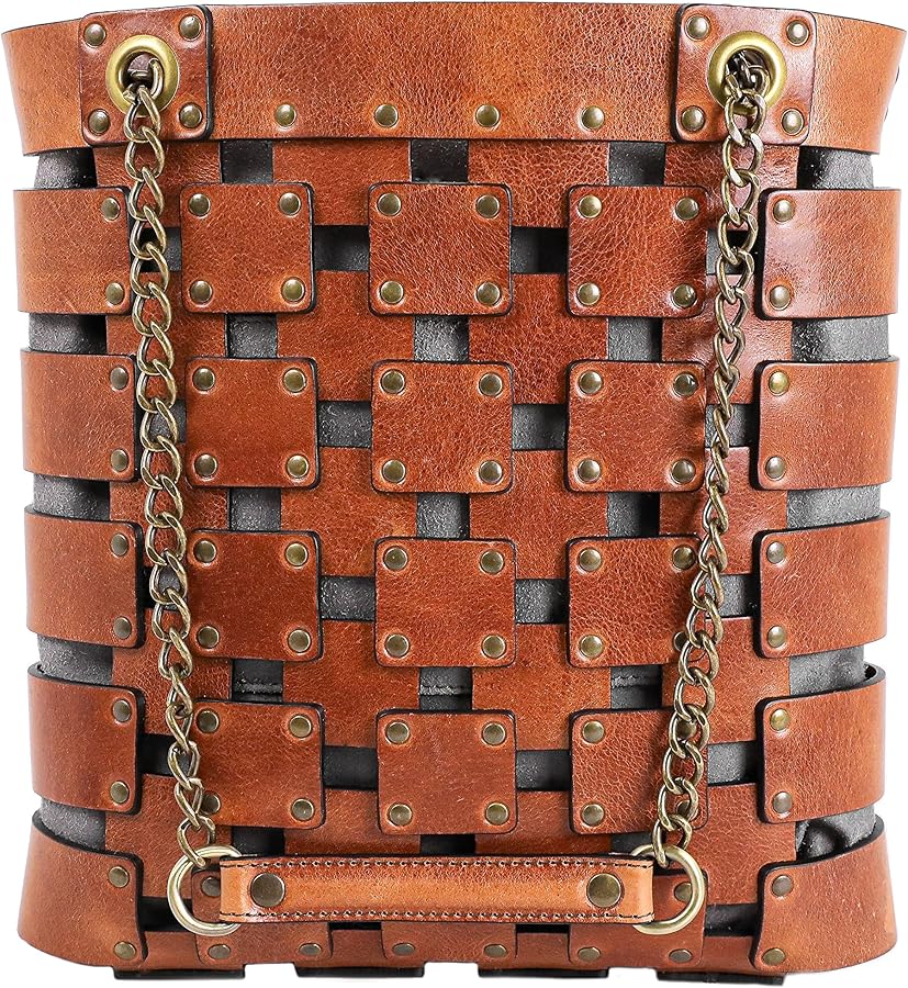 Time Resistance Leather Tote Bag - Italian Handmade Bag for Women - Shoulder Bag - Ladies Handbag - Cowhide Purse - Shopper
